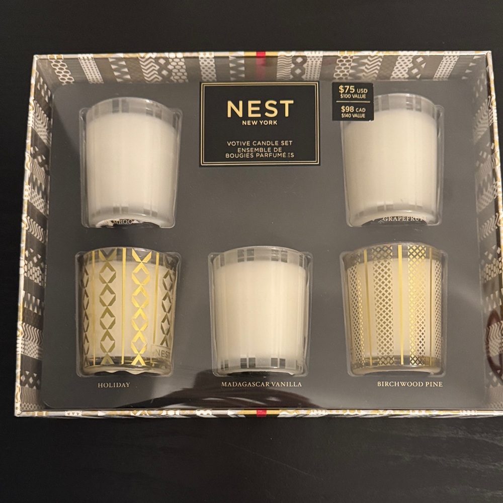 Nest Votive Candle Set - White and Gold. New!